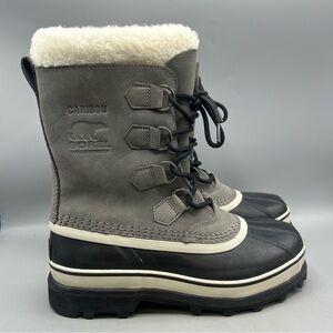 Sorel Caribou Snow Boots Women's Size 9 Gray Waterproof Mid-Calf NL1005-051